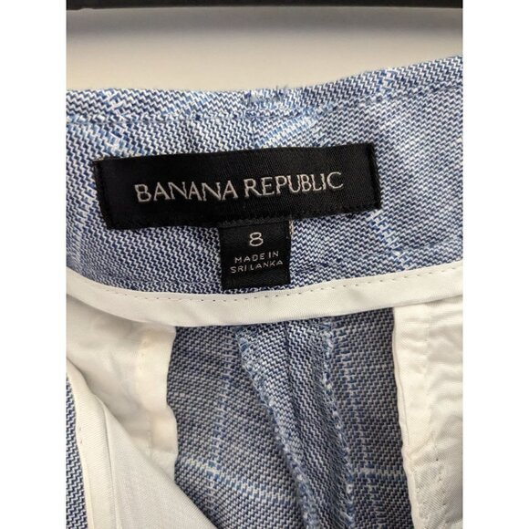 Banana Republic Linen Blend Windowpane Coastal Shorts Size 8 - Picture 5 of 8